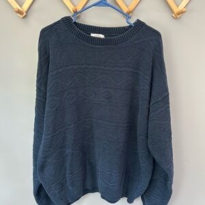 VTG Cape Isle Knitters Men’s Cable Knit Navy Sweater Fisherman Sz Large
